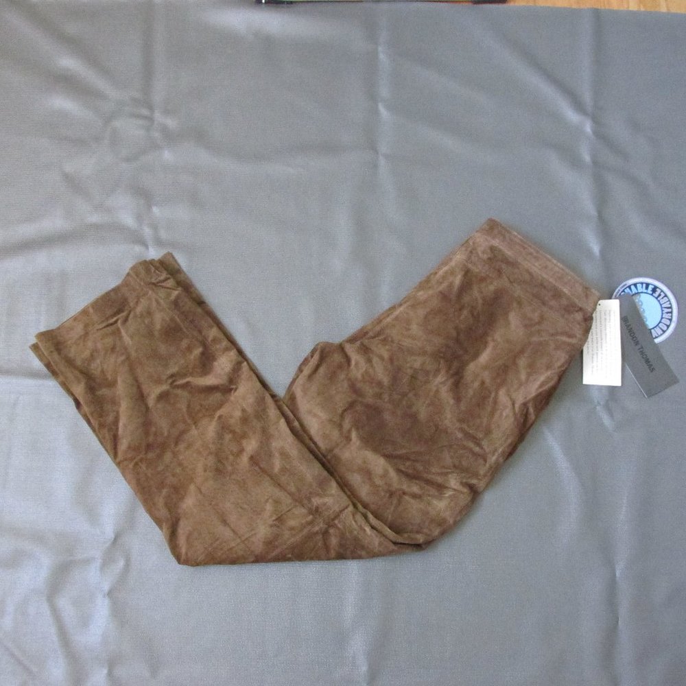 Brandon Thomas Medium Brown Suede Front-zip Pants
